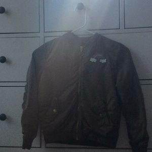 Jacket with a unicorn on back and rainbow on front